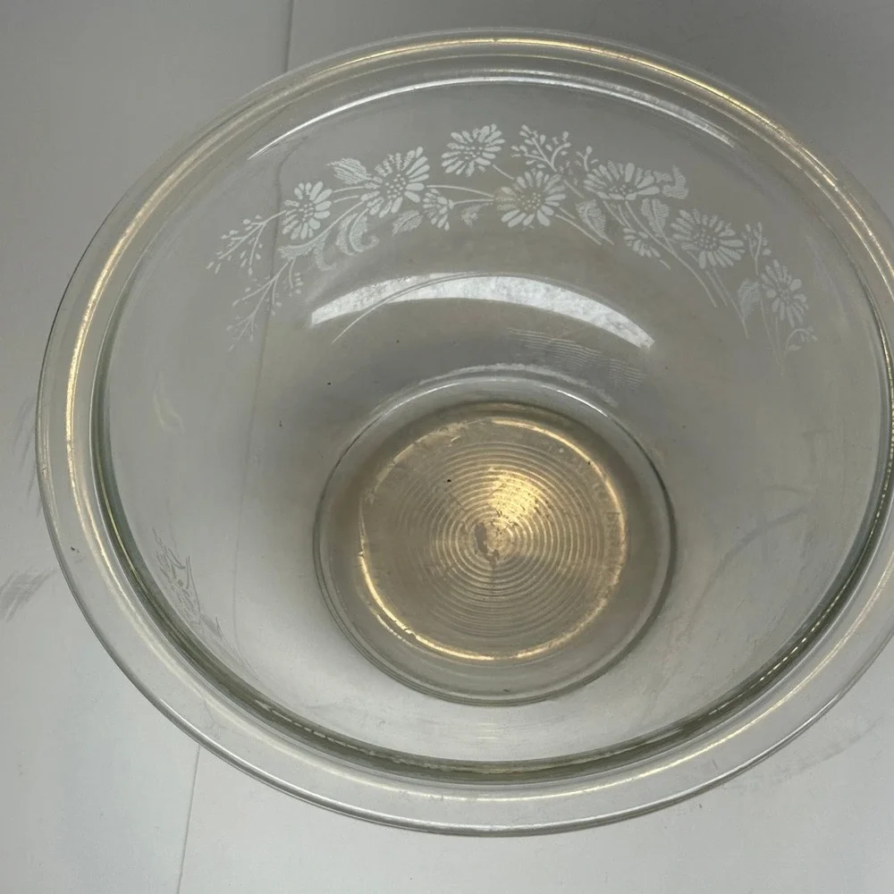 Vintage PYREX 322 Colonial Mist Clear White Daisy 1L Nesting Mixing Bowl 7 inch